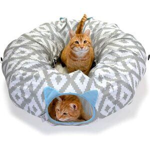 Large Cat Tunnel Bed with Toys - 39in Play & Nap Combo